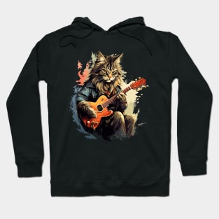 Maine Coon Cat Playing Guitar Hoodie